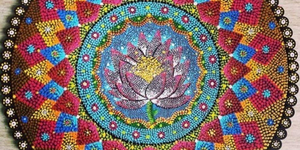 QUADRO MANDALA COM LOTUS -VENDIDO - ARTISTA RENAN REA